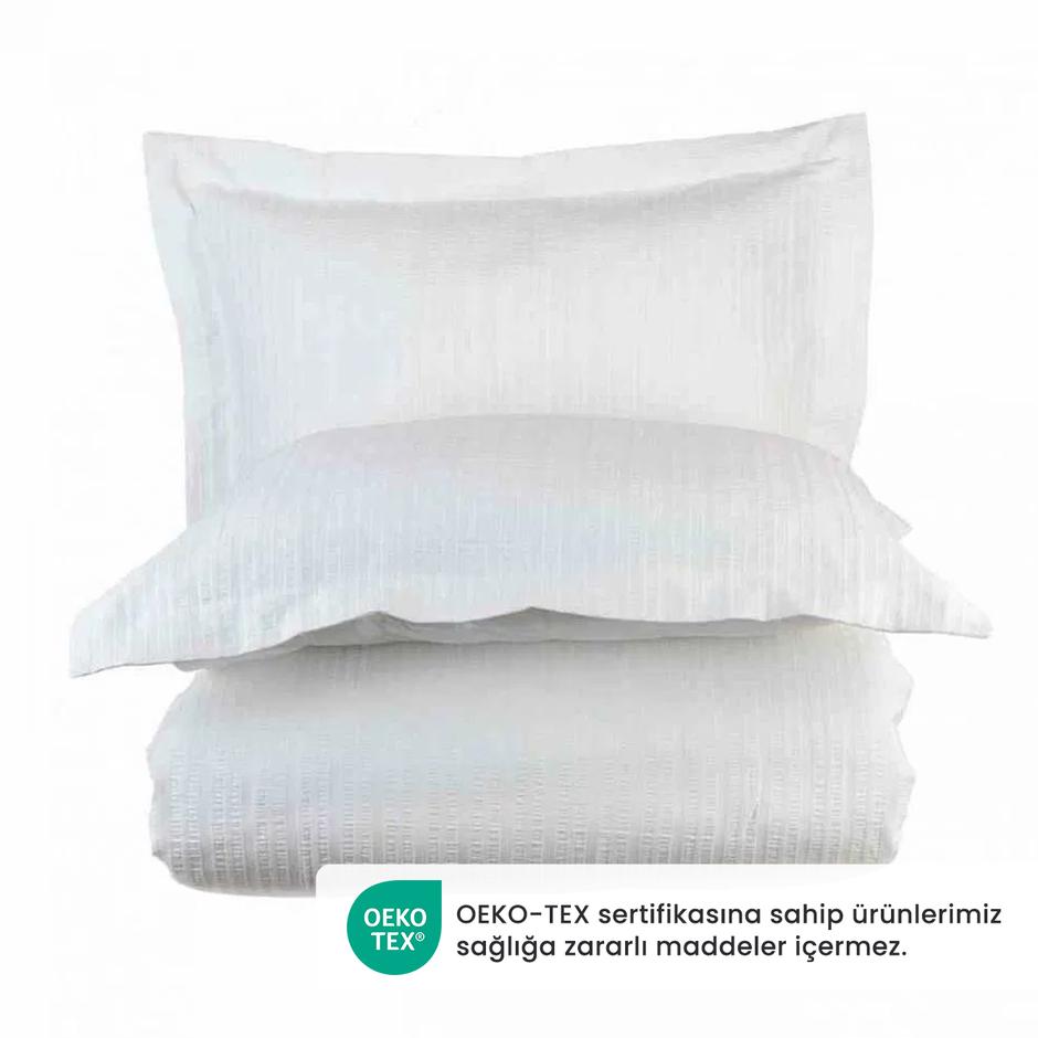 %100 Katoen Arno Dubbel Maat Dekbedovertrekset Wit (200x220 cm)