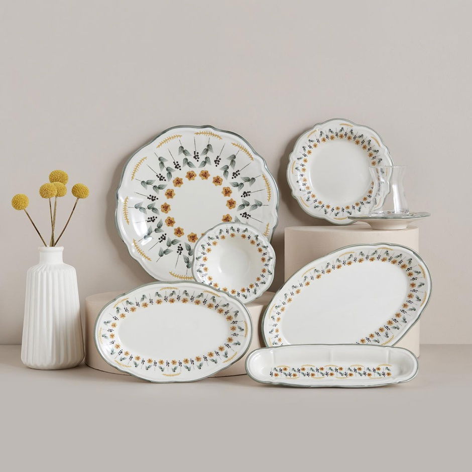 Adelina Stoneware 26-delige ontbijtset voor 6 personen Groen