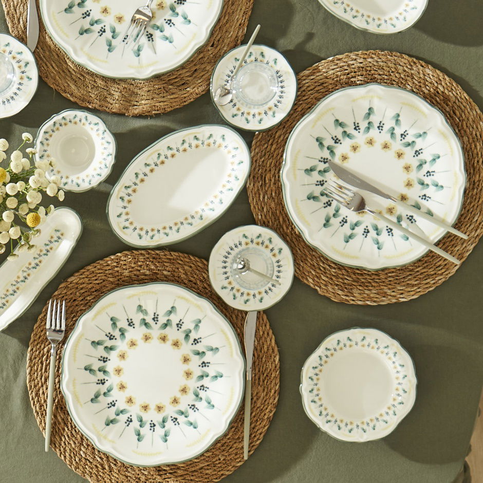 Adelina Stoneware 26-delige ontbijtset voor 6 personen Groen