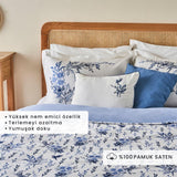 100% katoen satijn Bleu Blanc Kingsize dekbedovertrekset Blauw (240x220 cm)