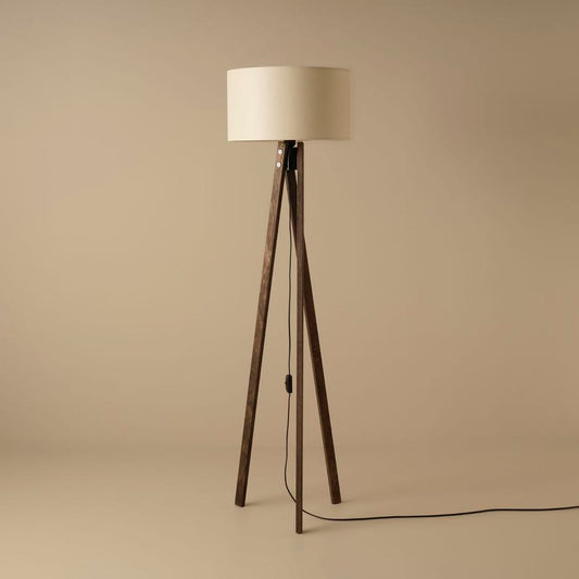 Bella Houten Vloerlamp Crème-Walnoot (40x40x125 cm)