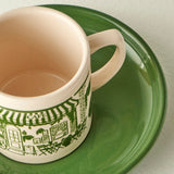 Scene keramische 2-delige koffiekopjesset groen (105 cc)