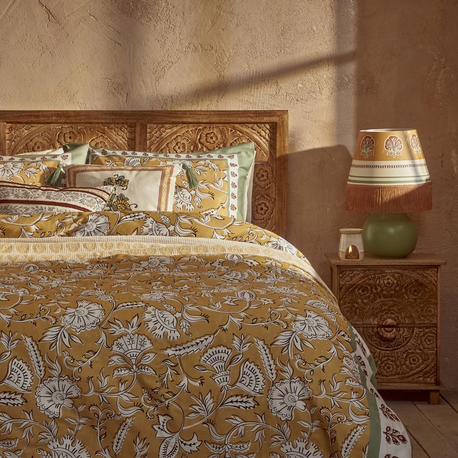 Dekbedovertrekset van 100% katoensatijn met Indiase print (200x220)