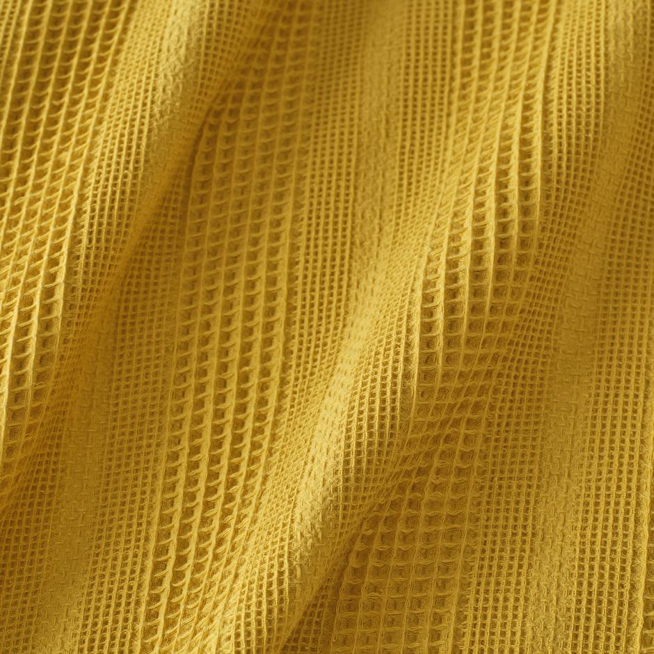 100% katoenen Russell eenpersoonsdeken mosterdgeel (150x220 cm)