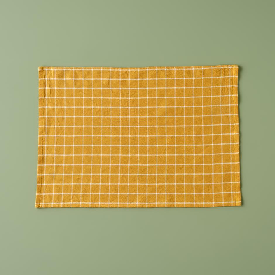 Juno theedoeken, 3-pack, mosterdgeel (45x65 cm)