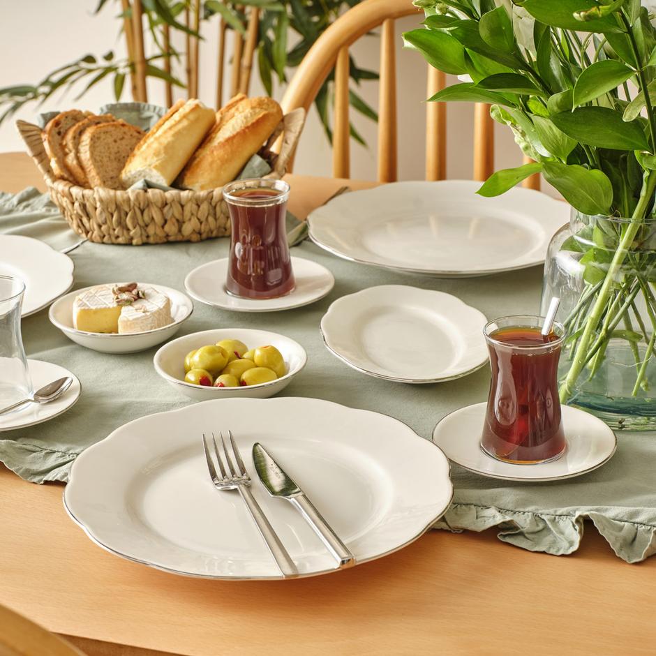 Clover Porseleinen Ontbijtset 26-delig voor 6 personen Zilver