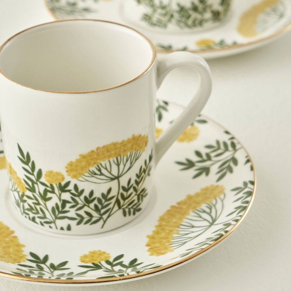 Lily Porseleinen Koffiekopjesset van 2, Groen (90 ml)