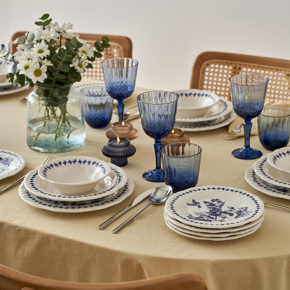 Vanessa Porseleinen 24-delige serviesset voor 6 personen, blauw