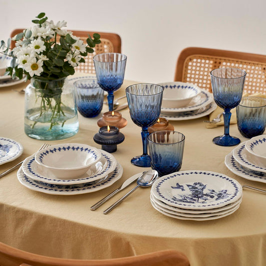 Vanessa Porseleinen 24-delige serviesset voor 6 personen, blauw