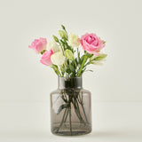 Recycle Lore Cam Vazo Füme (14x14x20 cm)