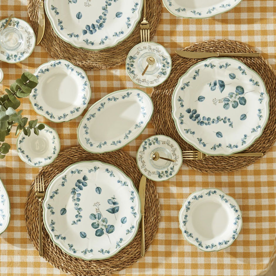 Eucalyptus Stoneware 26-delige ontbijtset voor 6 personen Groen