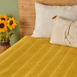 100% katoenen Russell eenpersoonsdeken mosterdgeel (150x220 cm)