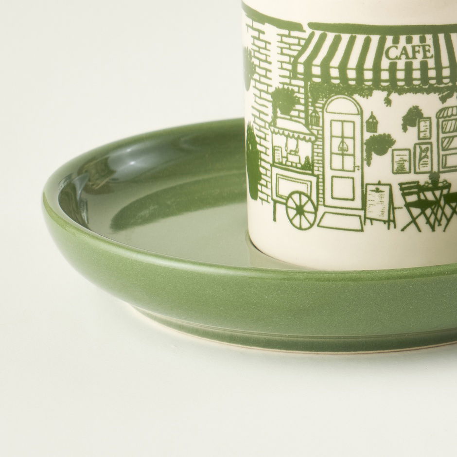 Scene keramische 2-delige koffiekopjesset groen (105 cc)