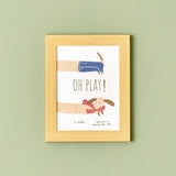 Ingelijst schilderij met worstenhondje, natuurlijk (17x23 cm)