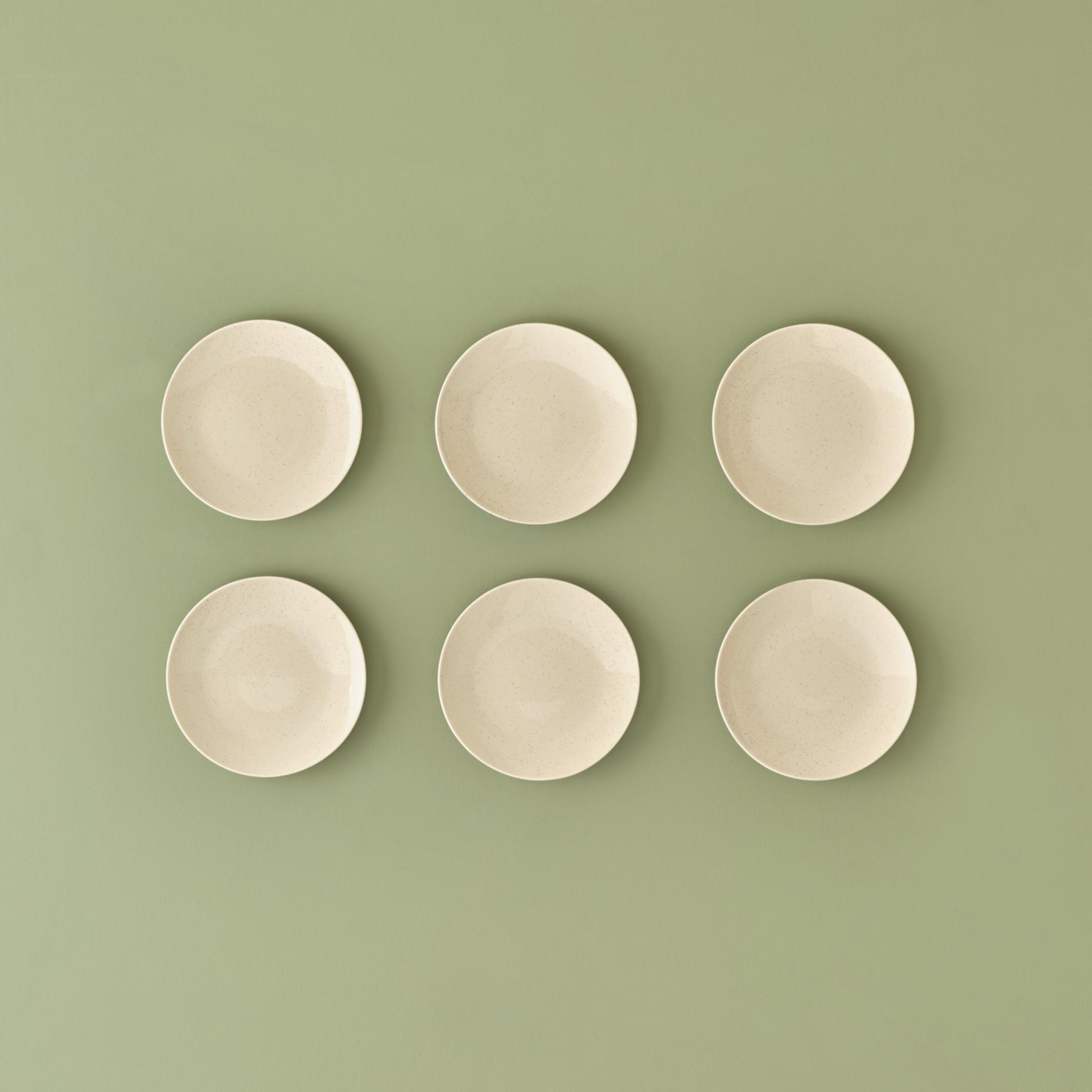 Zandkleurig porseleinen taartbordje 6-delig crème (19 cm)