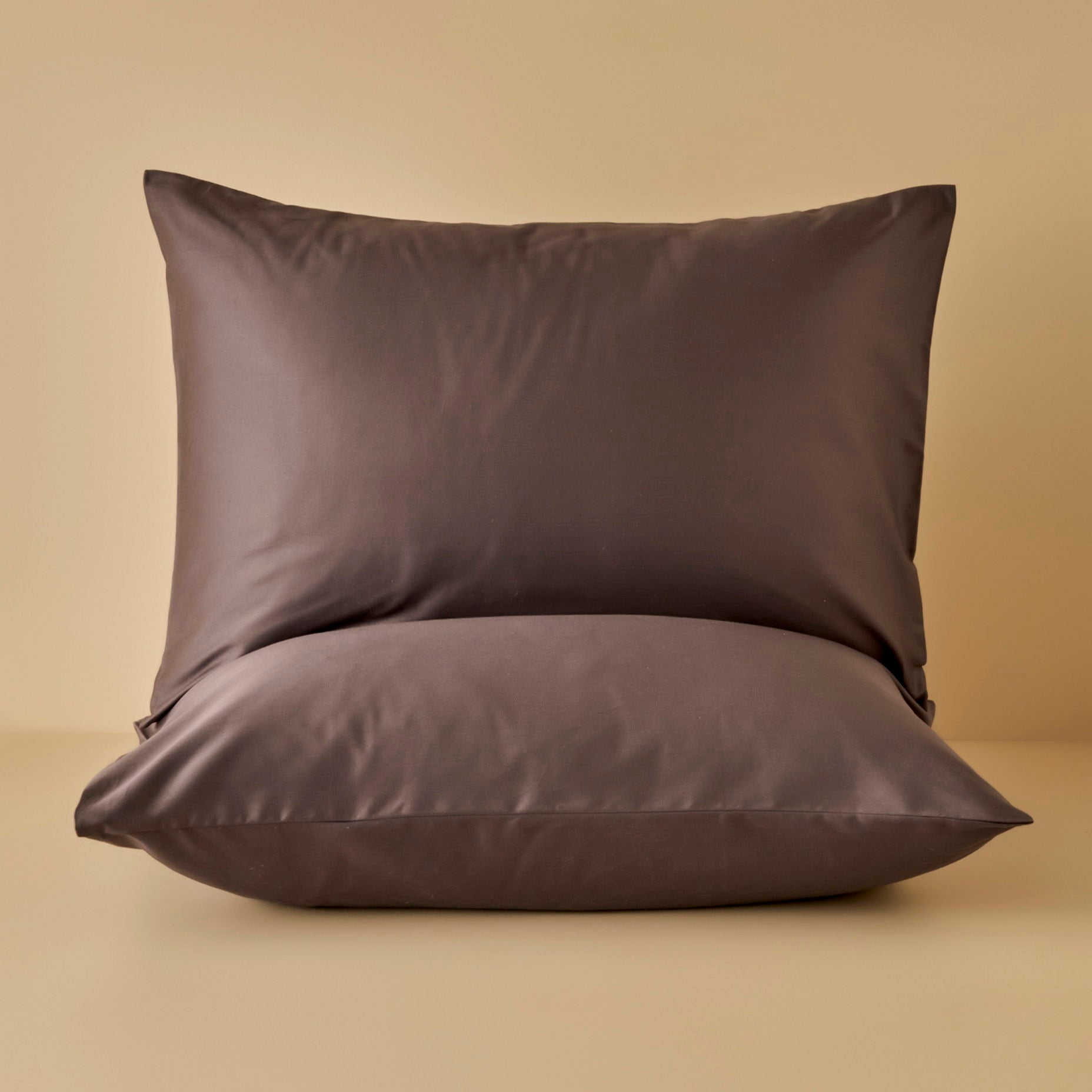 100% Katoenen Satijnen Supreme 2-delige Kussensloop Bruin (50x70 cm)