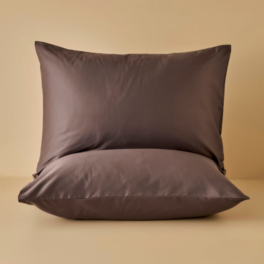 100% Katoenen Satijnen Supreme 2-delige Kussensloop Bruin (50x70 cm)