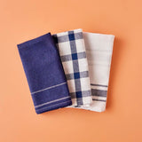 Set van 3 Liberty droogdoeken van 100% katoen, marineblauw (45x65 cm)