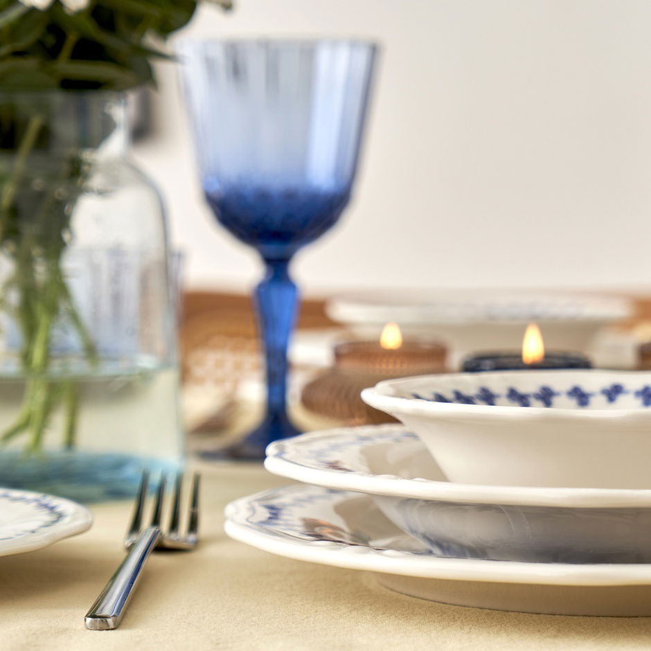 Vanessa Porseleinen 24-delige serviesset voor 6 personen, blauw