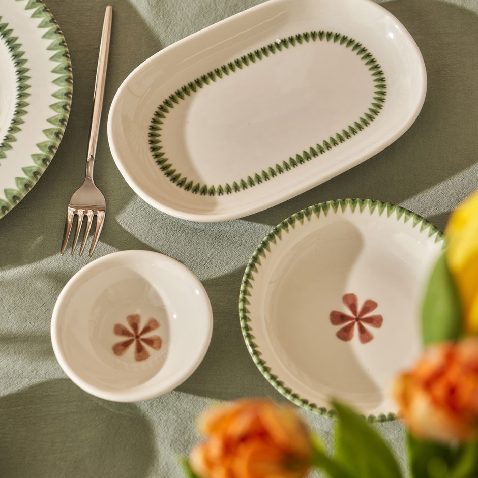 Bloemen Porselein 44 Delen Diner- en Ontbijtset