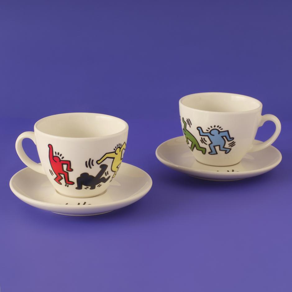 Keith Haring gekleurde porseleinen theekopjesset van 2 (220 cc)