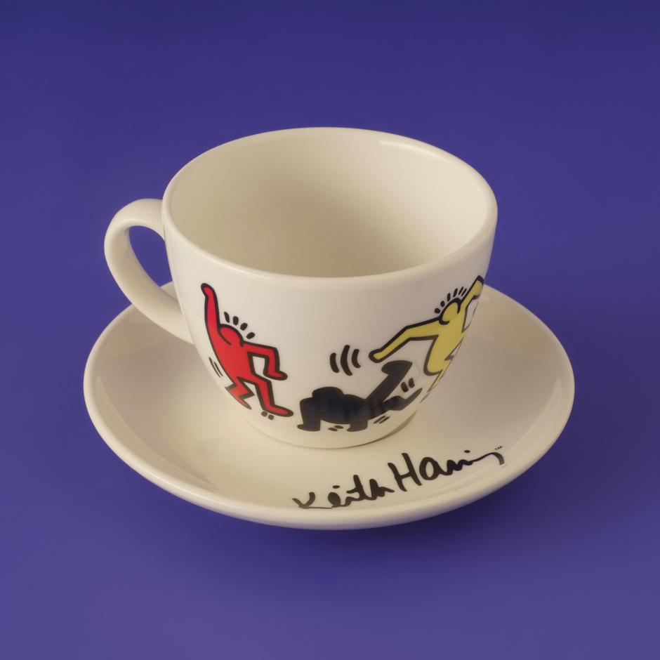 Keith Haring gekleurde porseleinen theekopjesset van 2 (220 cc)