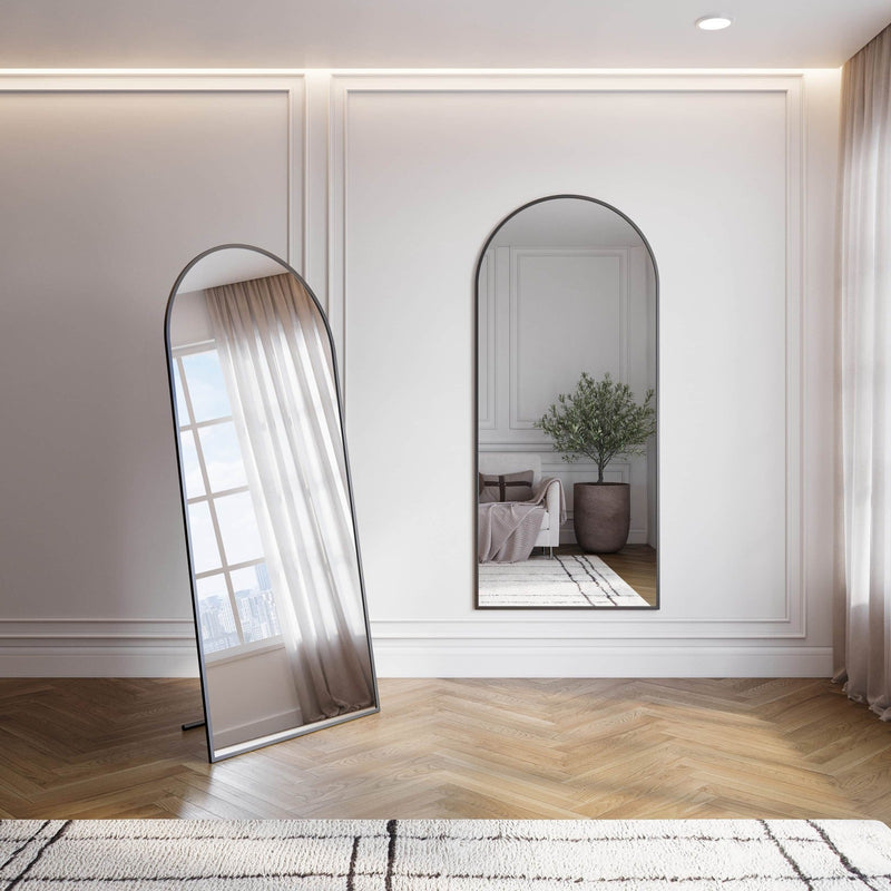 Luxe Zwarte Staande Ovale Spiegel - 180x80cm