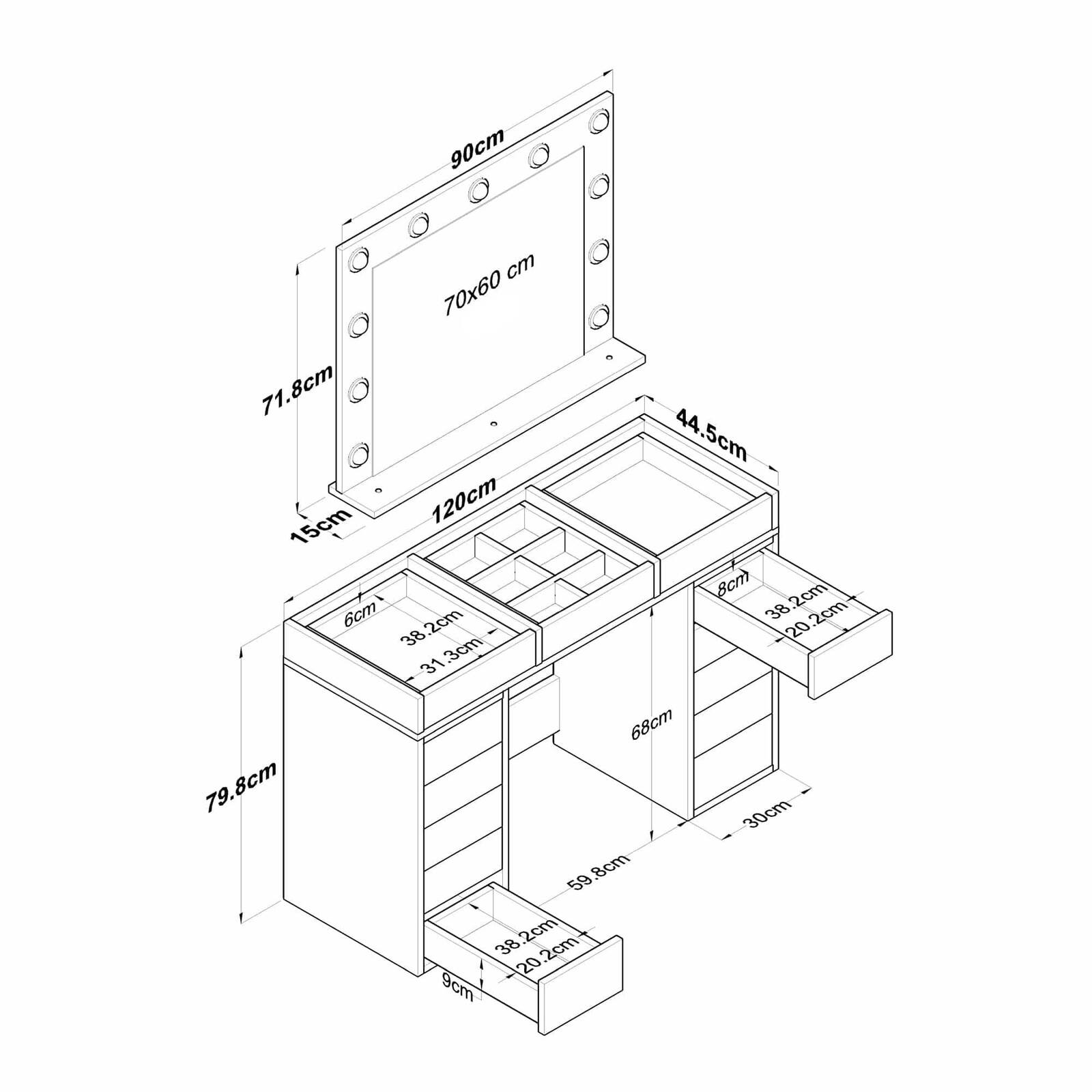 Make-up-tafel-tekening