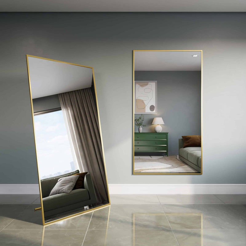 Gouden Staande Rechthoekige Spiegel - 180x100 cm