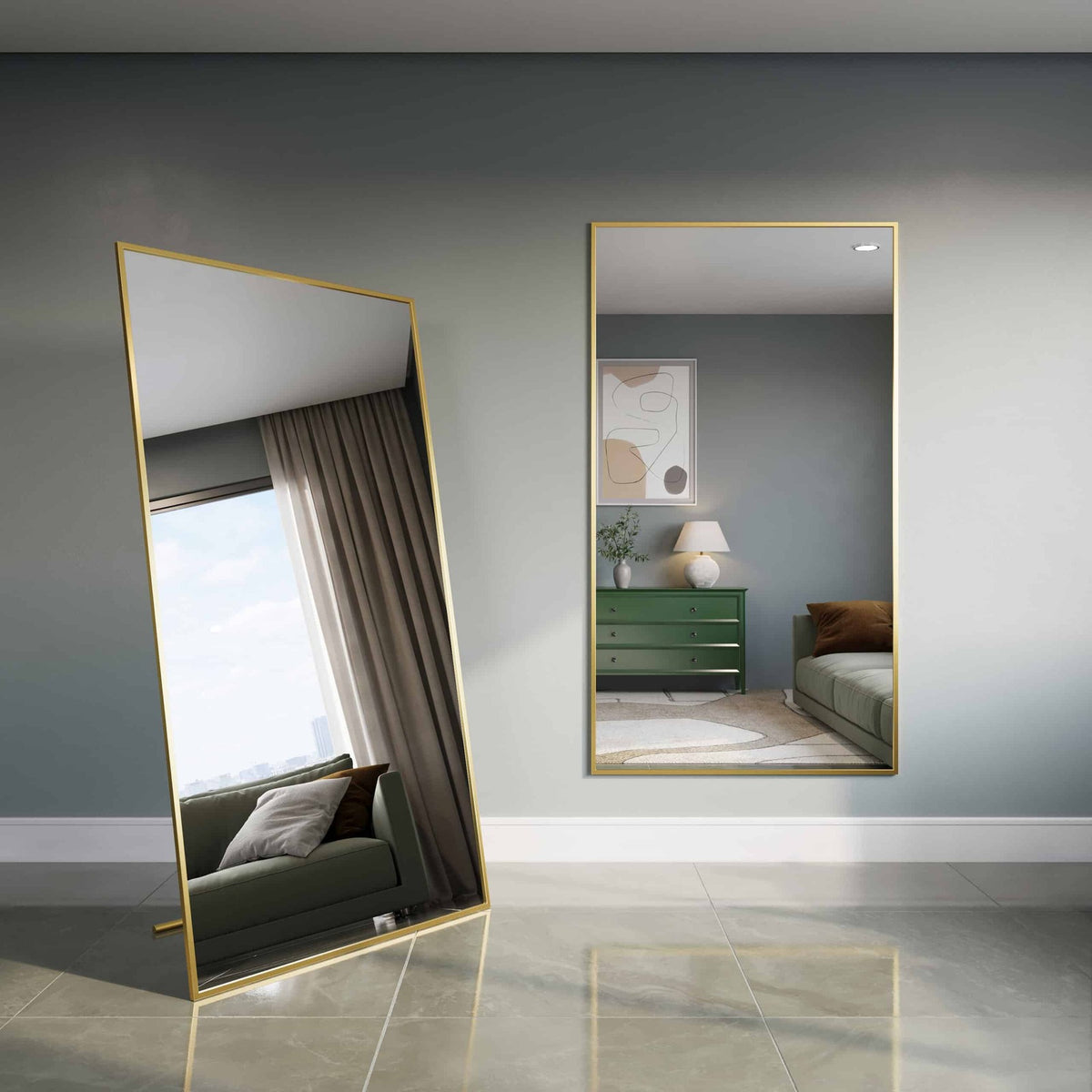 Gouden Rechthoekige Spiegel Groot Goud