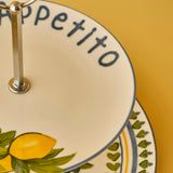 Lemoncello porseleinen koekjesstandaard met 2 lagen