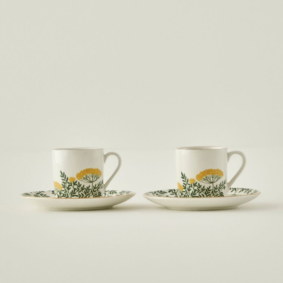 Lily Porseleinen Koffiekopjesset van 2, Groen (90 ml)
