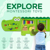 Houten Montessori - Krokodil Activiteitenbord voor Kinderen – Educatief Speelgoed Motoriek – Wandspeelgoed 1+ jaar