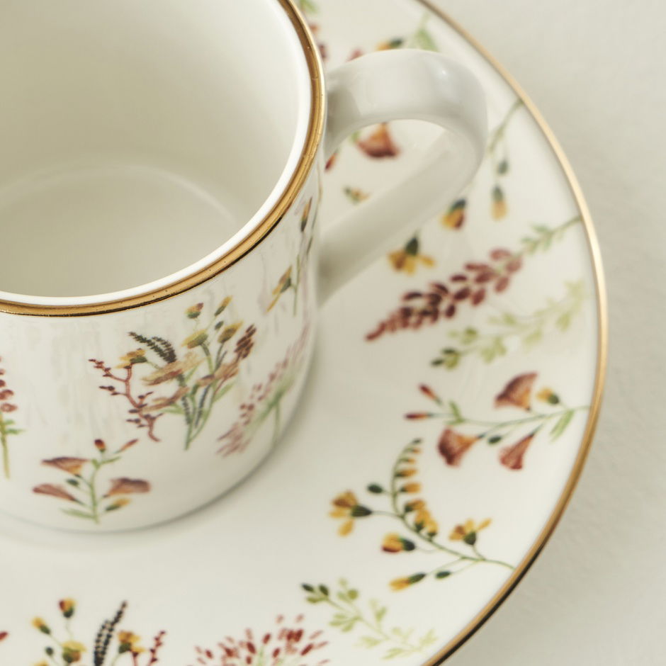Flores porseleinen koffiekopjesset van 2 (90 ml)