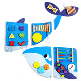 Montessori Walvis Busy Board – Groot Houten Activiteitenbord voor Baby & Peuter