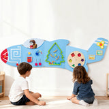 Montessori Vliegtuig lichtblauw Busy Board – Groot Houten Activiteitenbord voor Baby & Peuter