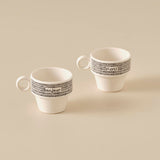 Merci Espresso Glazen Keramische Koffiekopjes Set van 2 Zwart (105 cc)