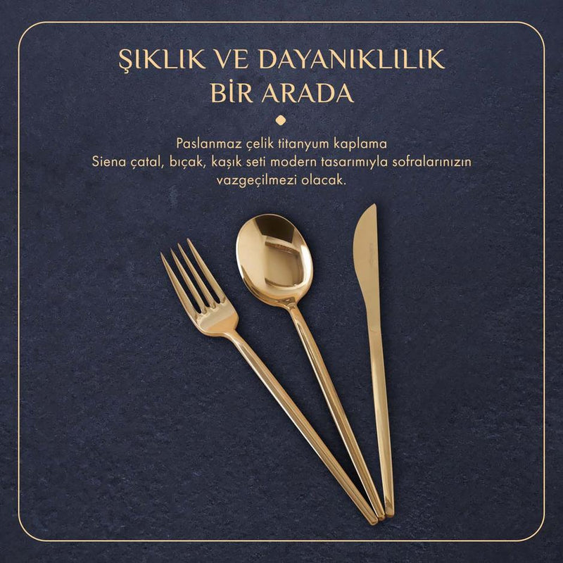 Siena serviesset diner goud 18 stuks lepel-vork-mes
