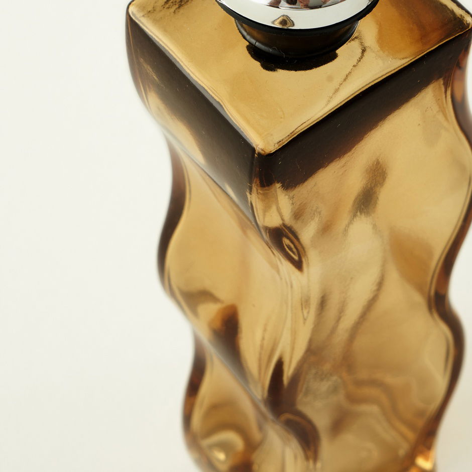 Golvende 2-delige olie- en azijnflessenset ambergroen (250 cc)