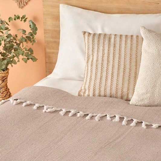 100% katoenen Nina tweepersoonsbedsprei bruin (200x230 cm)