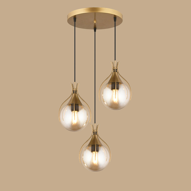 James Hanglamp – 3-lichts – Honingkleurig Glas (30x85 cm)