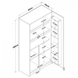 Multifunctionele Opbergkast met Wielen – 2-Deurs Voorraadkast/Keukenkast – Meerdere Legplanken – Wit – Modern Design