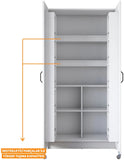 Multifunctionele Opbergkast met Wielen – 2-Deurs Voorraadkast/Keukenkast – Meerdere Legplanken – Wit – Modern Design