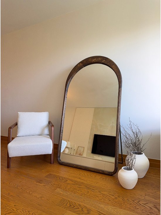 Boogspiegel 180x100 cm – Donker Houten Frame