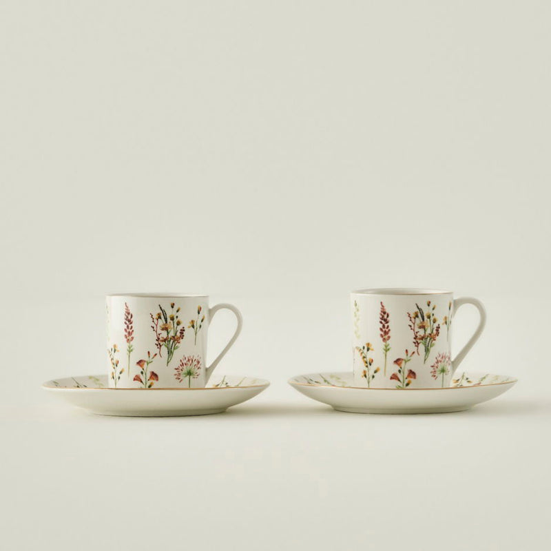 Flores porseleinen Espressokopjesset van 2 (90 ml)