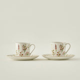 Flores porseleinen koffiekopjesset van 2 (90 ml)
