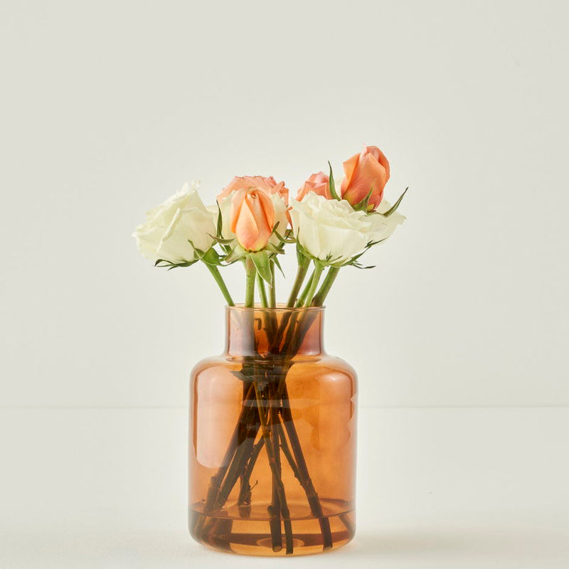 Lore Glazen Vaas Amber (14x14x20 cm)
