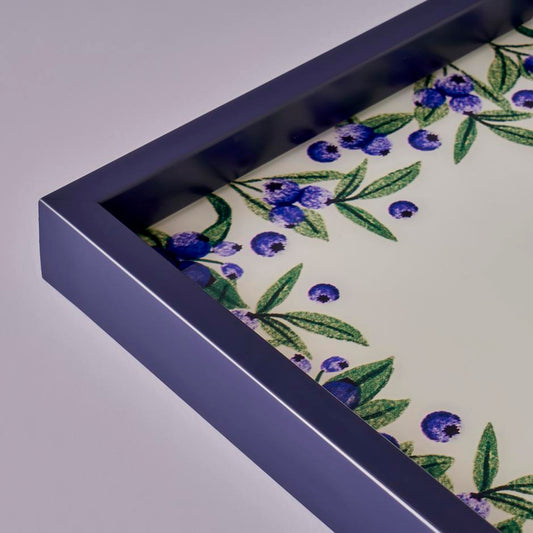 Blauwe bessen glazen schaal paars (37x22 cm)