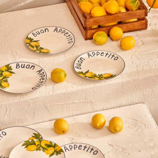 Lemoncello porseleinen taartbordset van 6 stuks (19 cm)