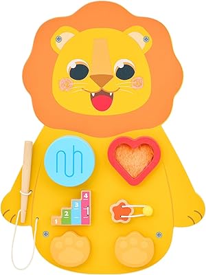 Montessori Leeuw Busy Board – Houten Educatief Activiteitenbord voor Baby & Peuter